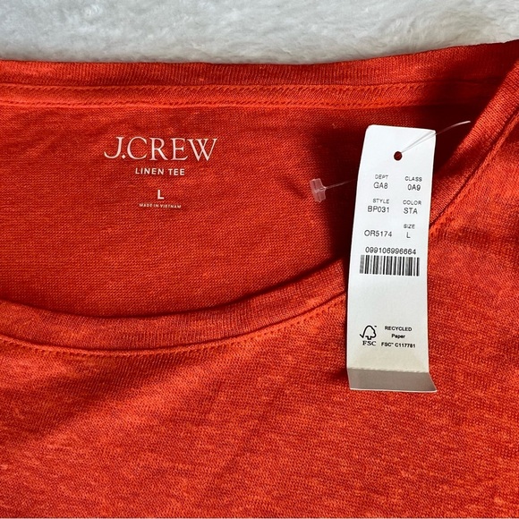 J.Crew 100% Linen Tee Crew Neck Orange Color Size Large - Picture 9 of 10